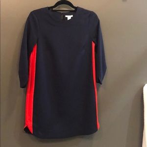 H&M navy and red long sleeve shift dress